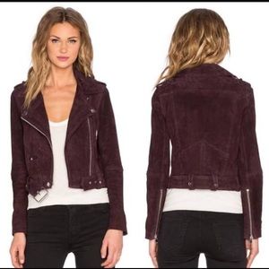 BLANK NYC Moto Jacket. Burgundy Suede Cropped Size XS